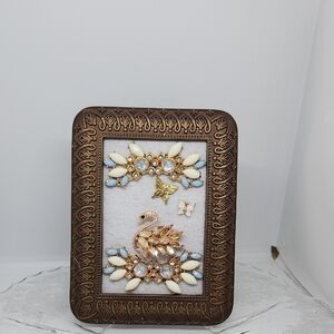 Ornate Brown and Gold Picture Frame Swan Jewerly Art Picture